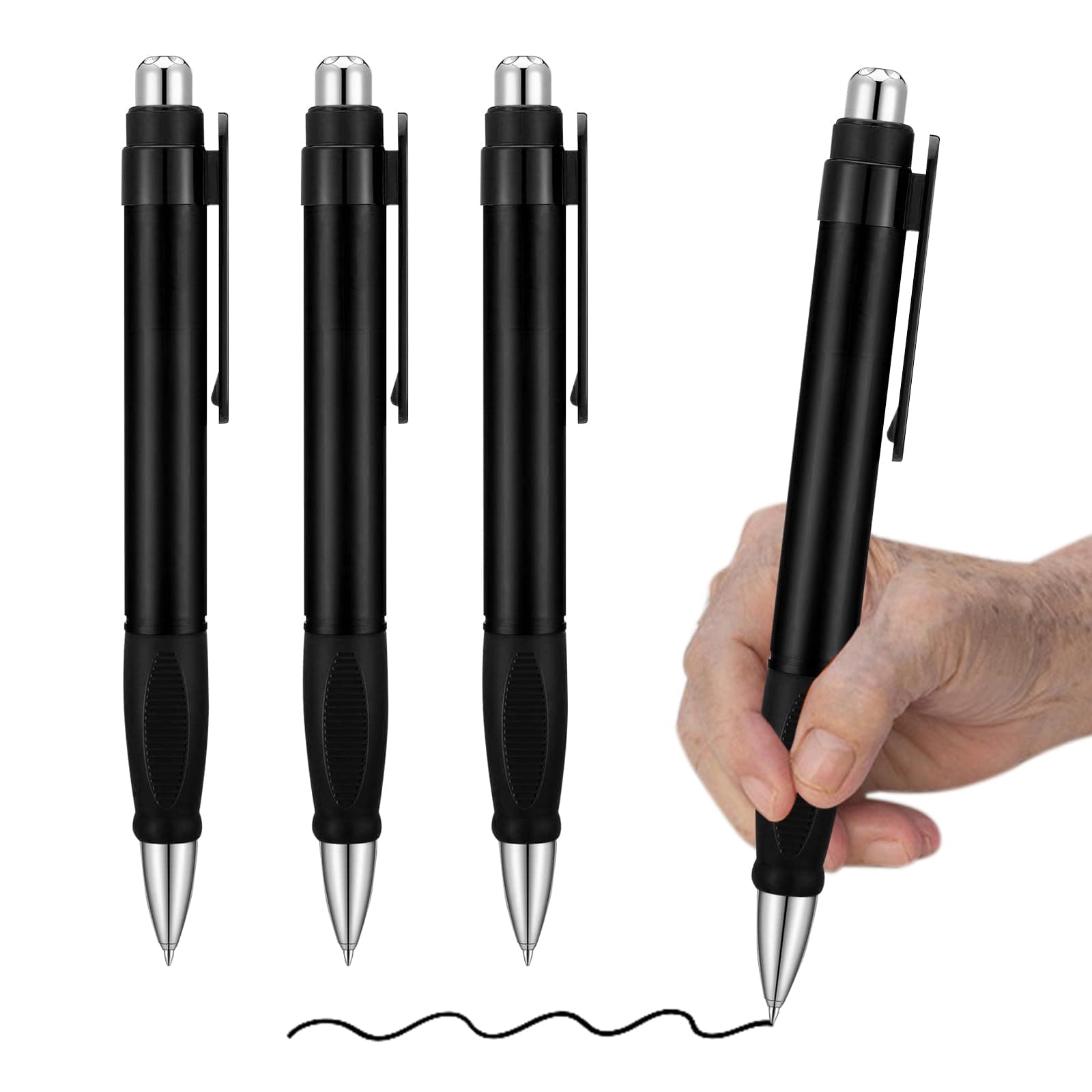 Big Fat Pens - Enhanced Writing Stability for Arthritis and Elderly Easy Thick Grip 3pcs Black