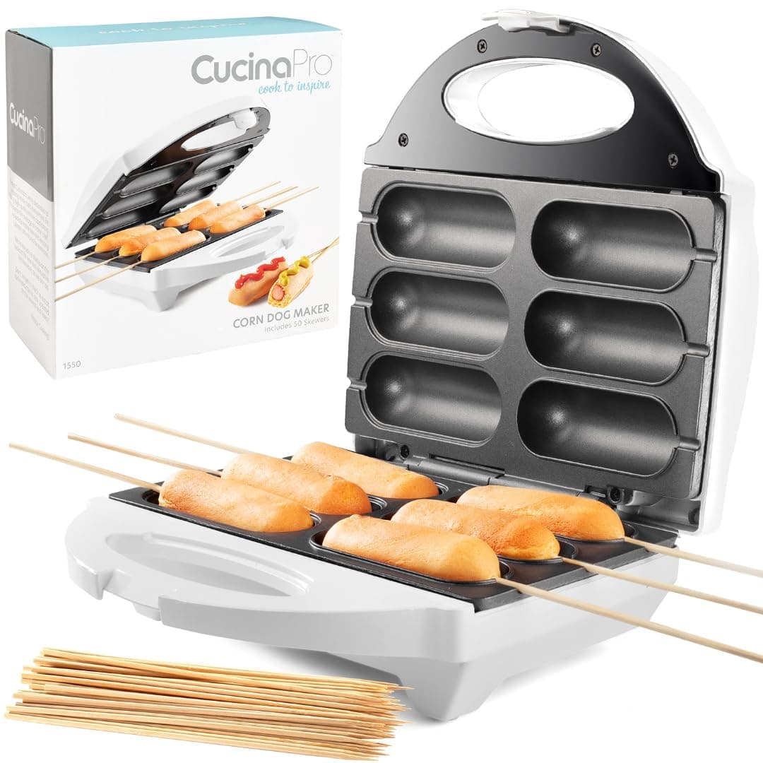 Hot Dog on a Stick Maker - Makes Perfect Corn Dogs, Cheese on a Stick, Cake Pops and More - Includes Skewers and Recipes