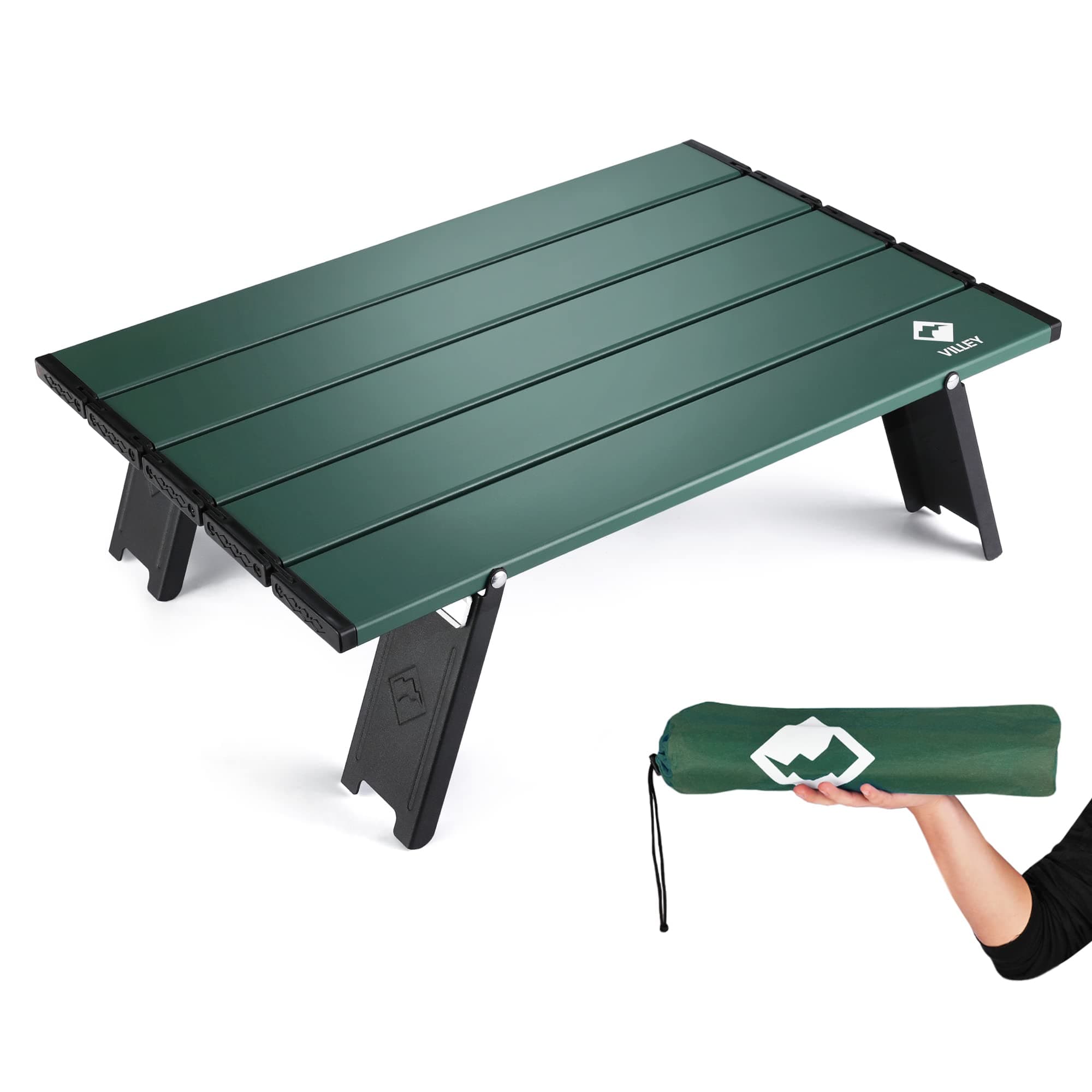 Portable Mini Folding Beach Table, Ultralight Aluminum Side Table with Carry Bag for Camping, Picnics, and Outdoor Activities