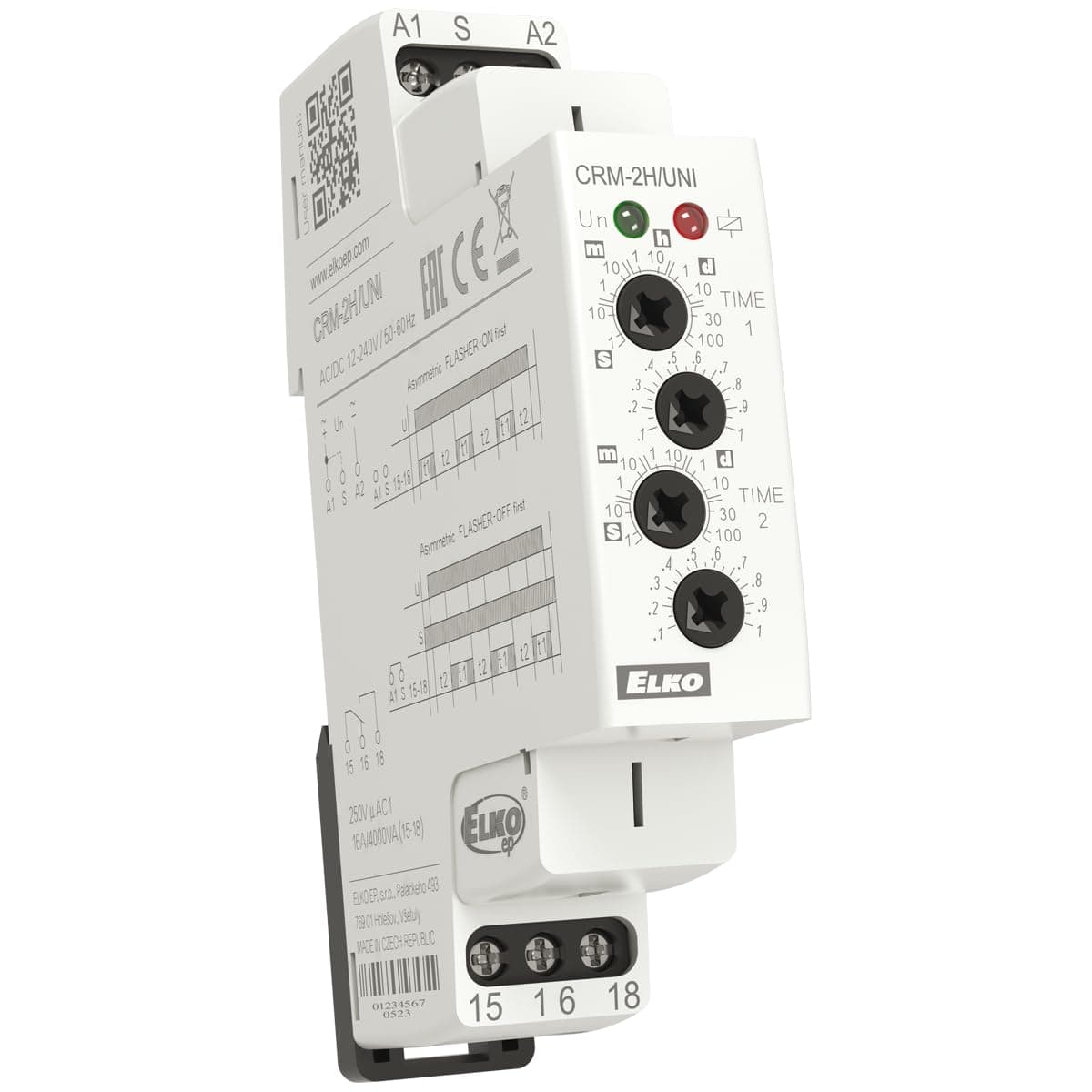 Electrodepot CRM-2H/UNI Sequential Dual 2 Channel Cyclic Asymmetric Adjustable Timer DIN 12v, 24V, 120V