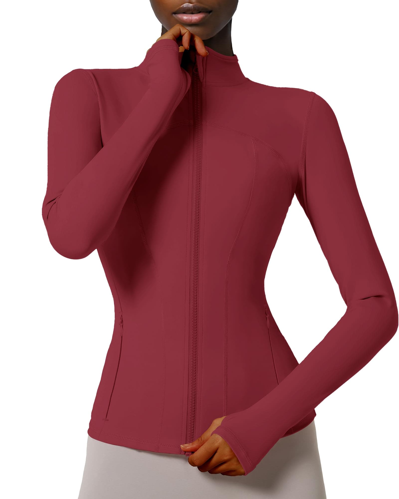 Locachy Women's Slim Fit Full Zip Athletic Running Sports Workout Jacket with Thumb Holes