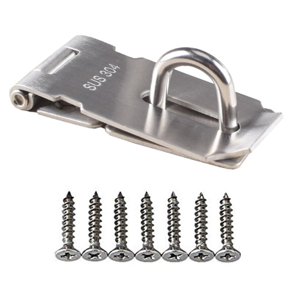 Deezio Padlock Hasp Staple Safety Door Clasp Gate Lock Latch, SUS 304 Stainless Steel Door Bolt Latch, 3inch-Sliver