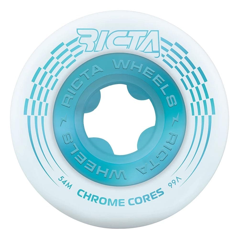 Ricta Chrome Core 99a Skateboard Wheels - White/Teal - 54mm