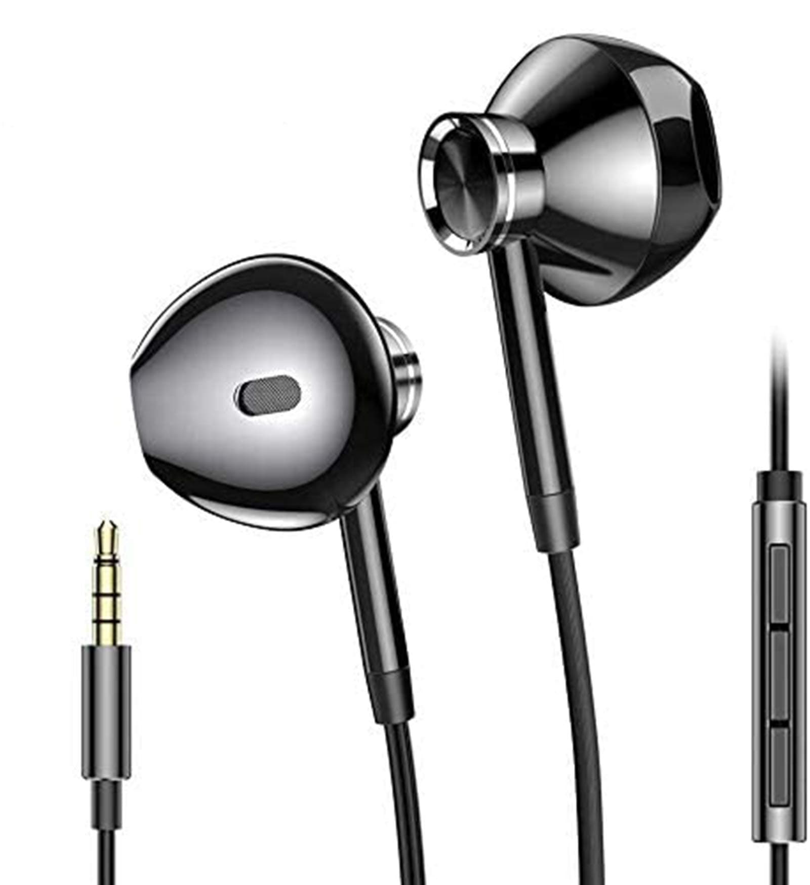 Earphones with Mic, PRO-ELEC Headphone In Ear Earphones Wired 3.5mm Jack Earbuds Headphones with Pure Sound and Heavy Deep Bass for iPhone, iPod, iPad, Samsung - Black