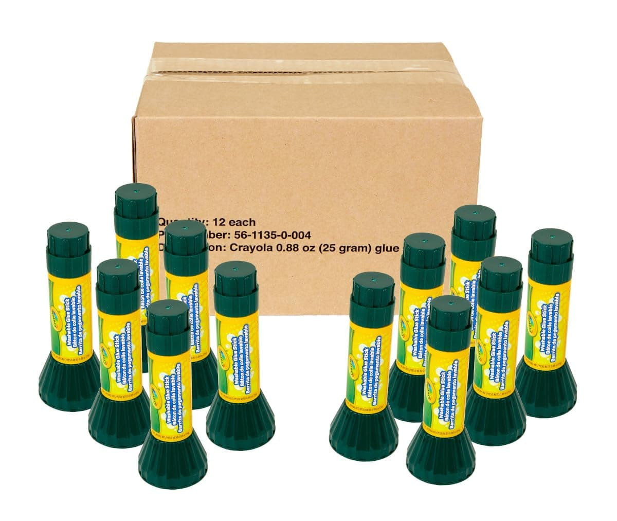 Crayola Washable Glue Stick, 0.88 oz, Dries Clear, Pack of 12