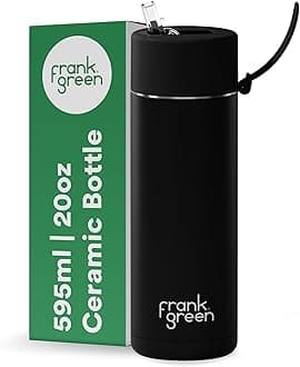 Insulated Water Bottle for Cold Or Hot Drinks - 595ml/20oz Metal Bottle with Straw Lid, Ceramic Insulated, Stainless Steel, Triple Wall Vacuum - Midnight Black by frank green