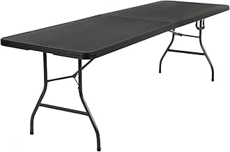 Cosco Deluxe 8 foot x 30 inch Fold-in-Half Blow Molded Folding Table, Black