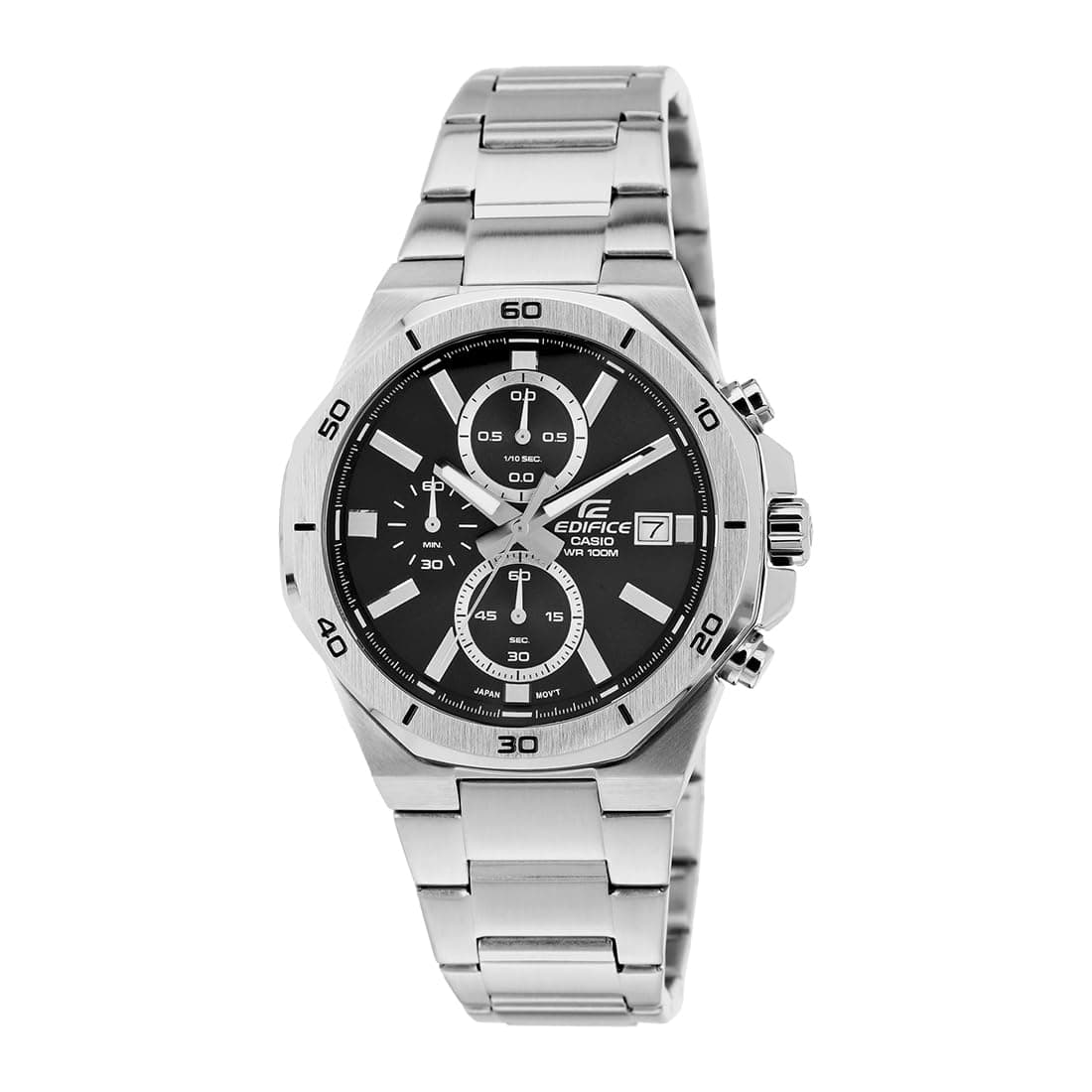 Casio Edifice EFV-640D-1AVUDF Black Analog Dial Silver Stainless Steel Band Men's Watch Chronograph 100M Water Resistant ED583