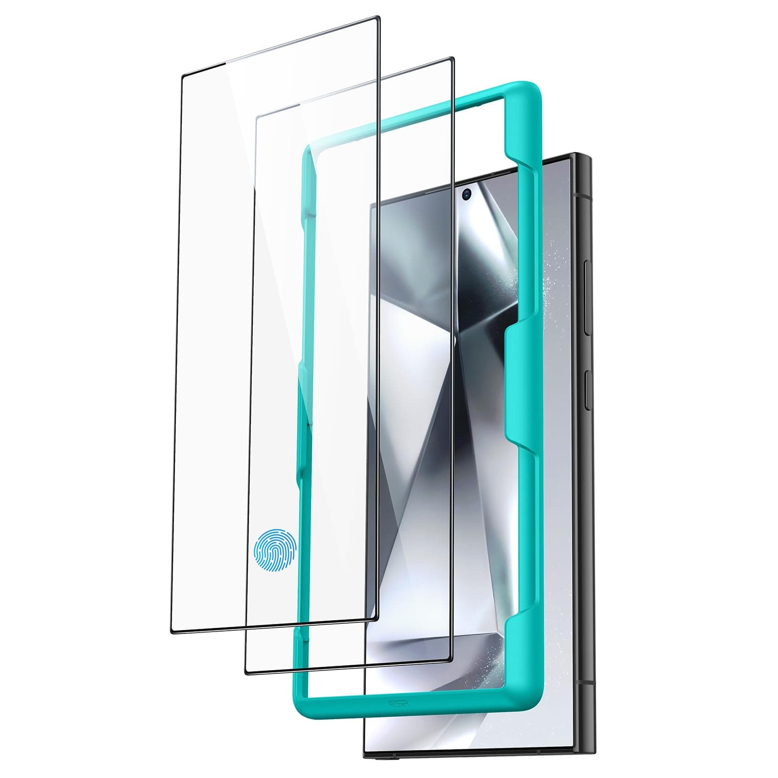 ESR 2 Pack for Samsung Galaxy S24 Ultra Screen Protector, HD Tempered Glass with Easy Installation Frame for Samsung Galaxy S24 Ultra, Military-Grade Protection, Ultra Tough, Scratch Resistant