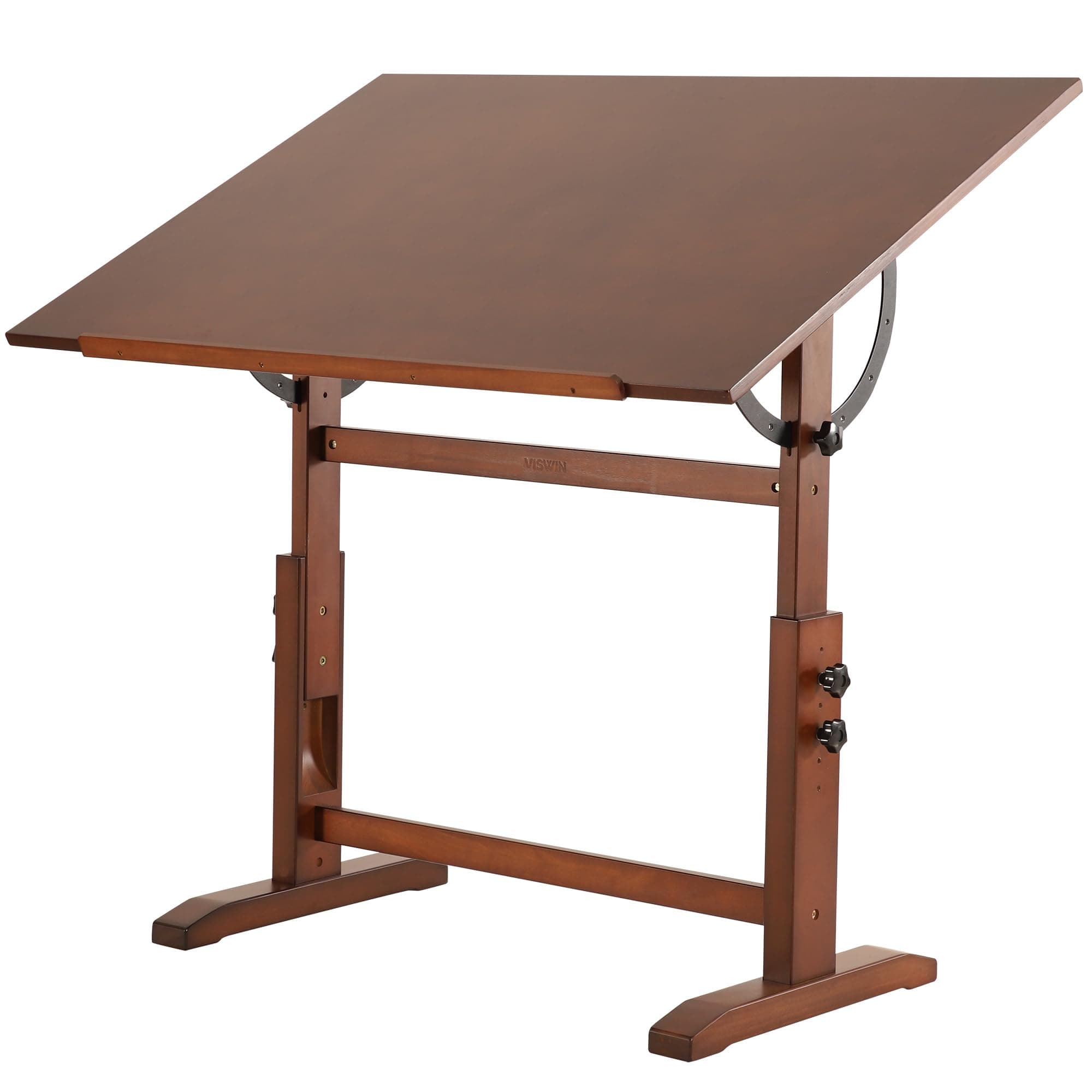 VISWIN Wood Drafting Table for Adults, 30" X 42" Extra-Large Drawing Table with Adjustable Height & Angle for Art Studio, Solid Pine Wood Artist Desk for Drawing, Drafting, Writing, Reading