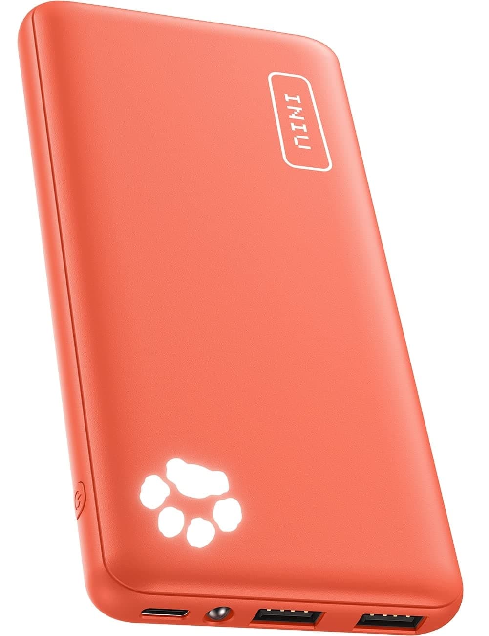 INIU Mobile Battery 10,000 mAh (Large Capacity, Lightweight, Compact, Can Charge 3 Devices Simultaneously), USB-C Input and Output Port, PSE Certified, LED Light, Low Current Mode, Portable Charger, Thin, Convenient for General Outdoor Use/Disasters/Emergencies, Mobile Battery, Compatible with iPhone 14, 13 Pro Max, 12, 11 X, XS, iPad, AirPods Pro, Samsung, Xiaomi Oppo, Sony, Xperia and More