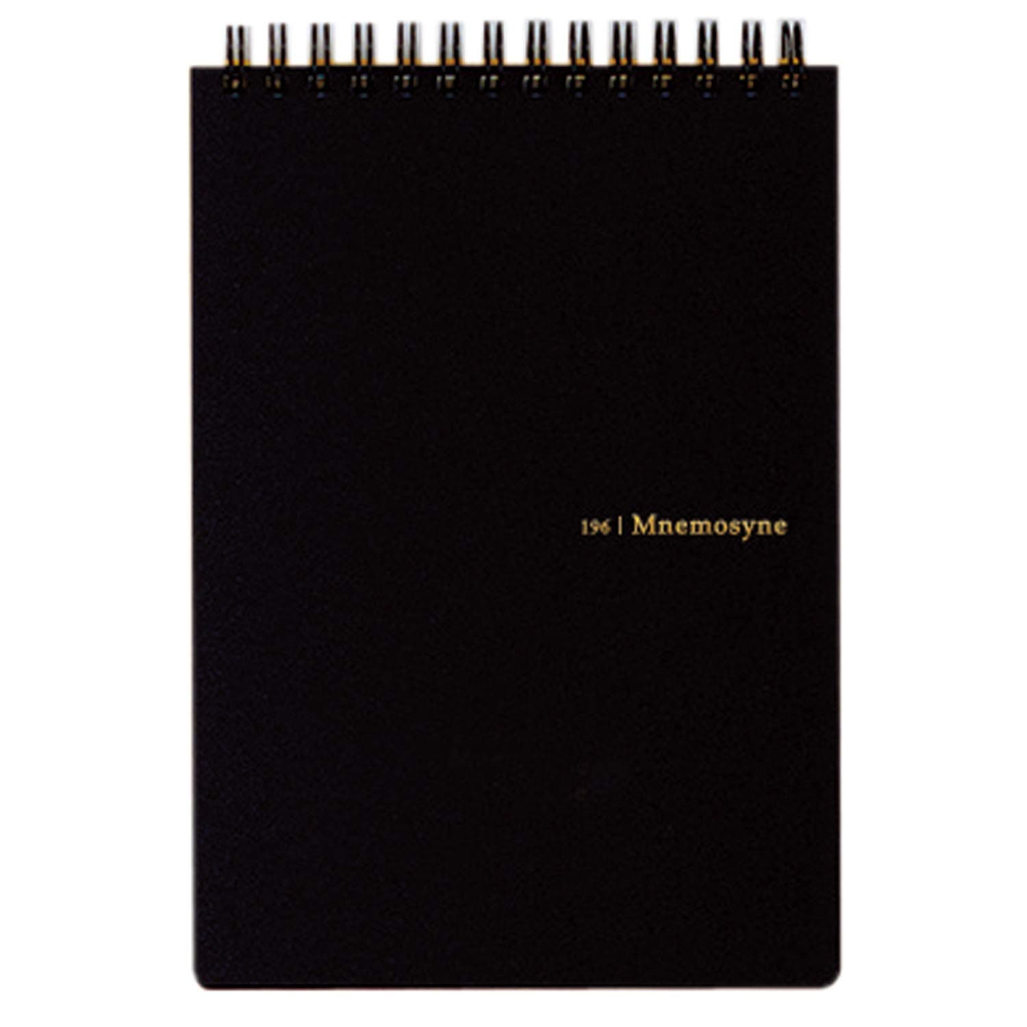 Mnemosyne Lined Notebook- Vertical B6, 5.04" x 7.17", 50 Sheets / 100 Pages, 7mm College Ruled Journal, Perforated Pages & Wire-Bound to Lay Flat, Black, Made in Japan