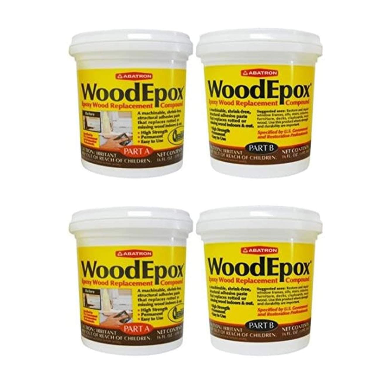 Abatron WoodEpox 2 Pint Kit - 2 Part Structural Epoxy Wood Replacement Compound - Shrink Free Filler That Repairs and Rebuilds Missing Wood (2 Pack)