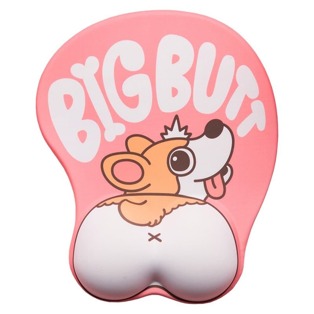 Anime Mouse Pad with Wrist Support Ergonomic Gel 3D Mouse Pad Cute Corgi Dog Butt Mouse Mat for Girls Gift (Pink)