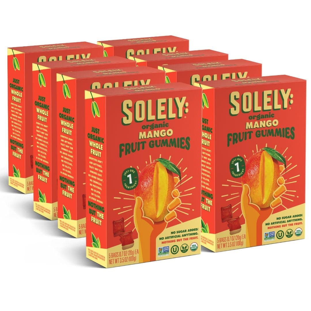 Organic Mango Whole Fruit Gummies (Pack of 8 Boxes, 5 Individual Bags per Box) - Real Fresh Fruit - Healthy Snacks for Adults & Kids - Non GMO, Vegan Snacks, Shelf Stable - 40 Bags (3.5 oz)