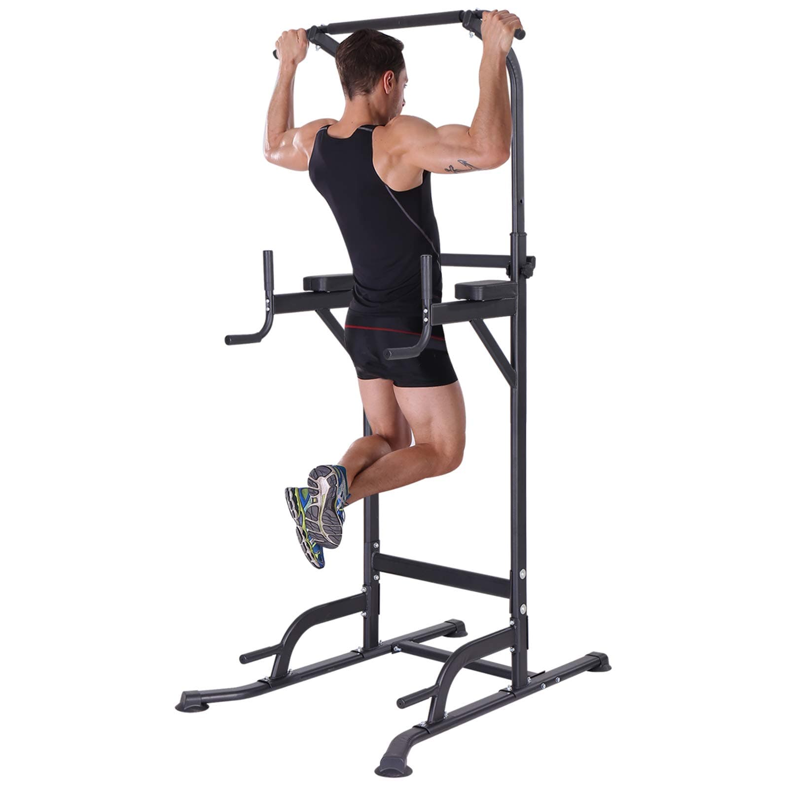 K KiNGKANG Power Tower Pull Up Bar Stand Station with Dip Bars - Complete Home Fitness Gym for Strength Training & Workout. Rugged Steel, Fully Adjustable, Stable. Conditions Arms, Legs, Chest