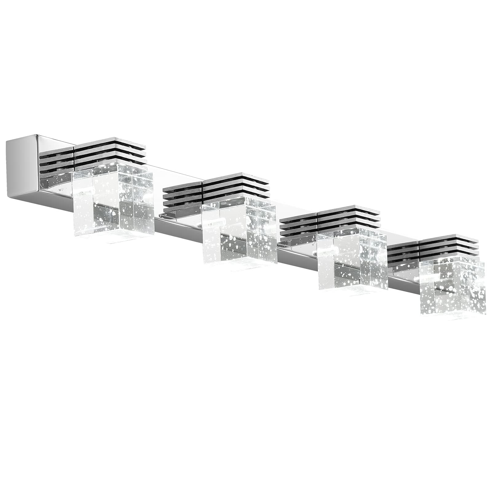 Letsun Bathroom Vanity Lights for Bathroom 4 Light Fixutres 24.4 Inches Bathroom Lights Over Mirror 12W Led Lighting Stainless Steel Vanity Lighting Fixtures with Crystal Cover,6000K Cool White