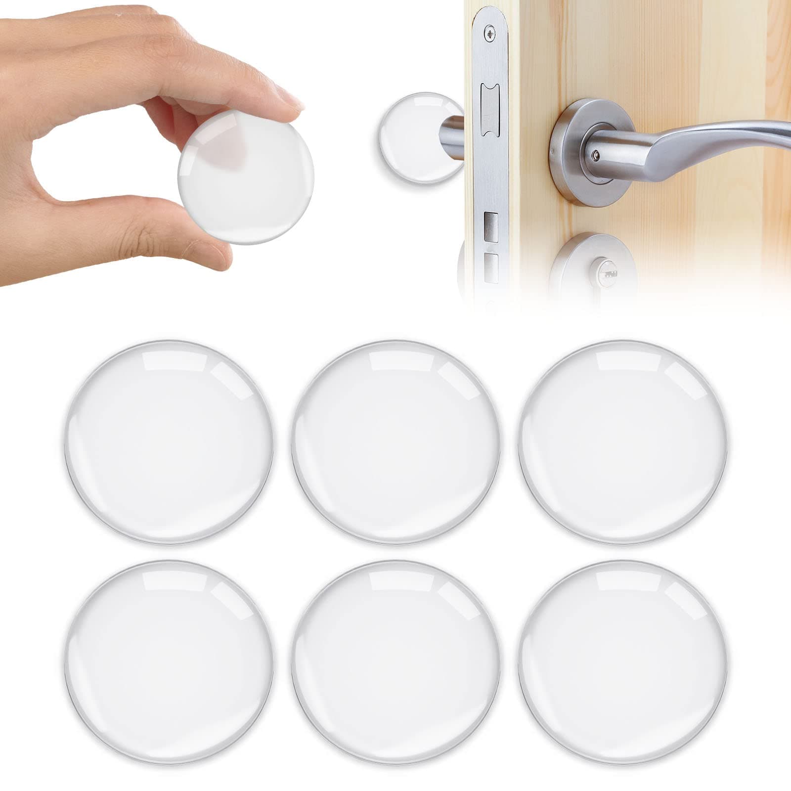Vicloon Door Stopper - 6 Pcs Silicone Clear Round Wall Protector, Self Adhesive Bumpers for Doors, Handles, Walls, Refrigerator