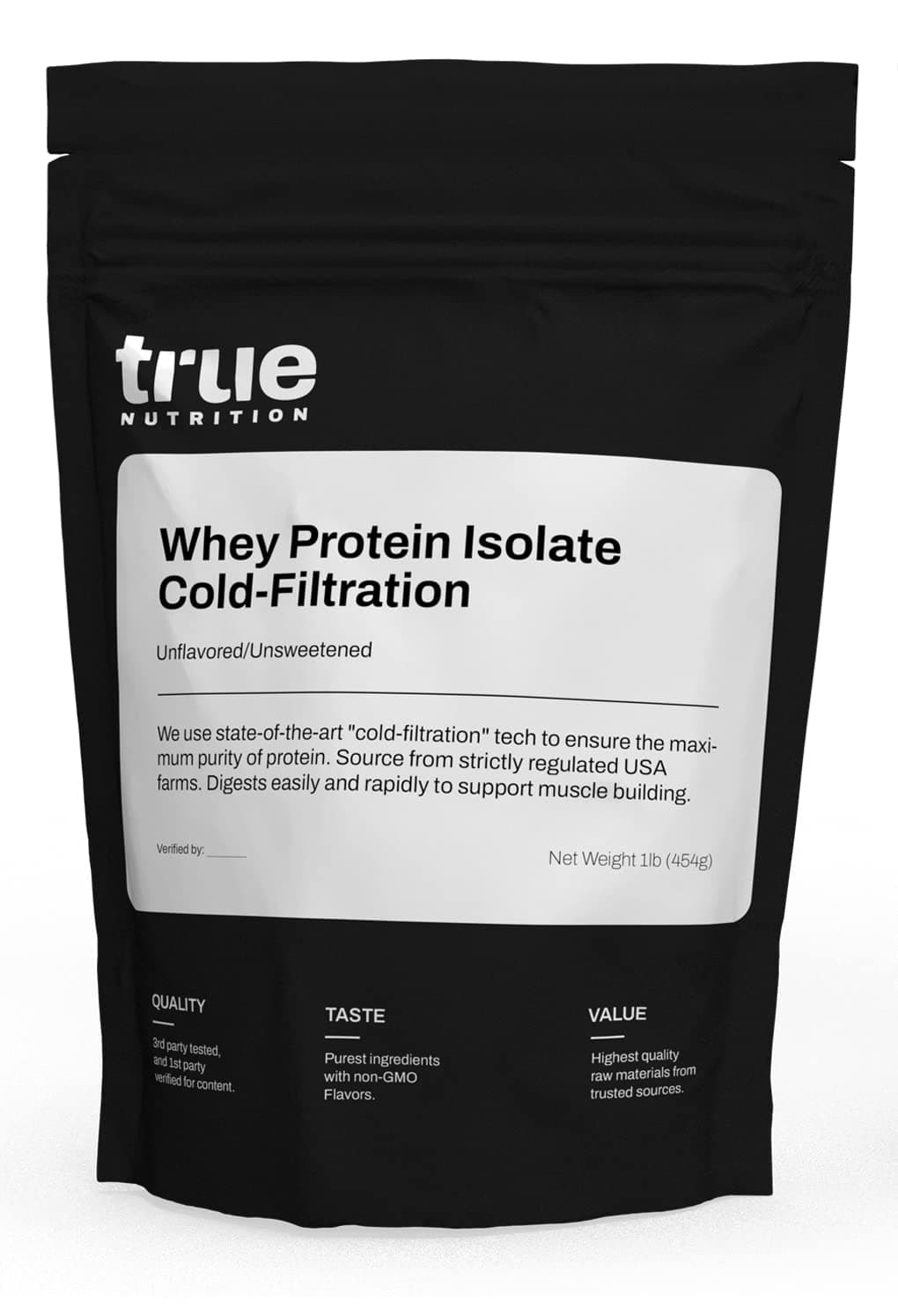 True Nutrition Whey Protein Isolate Powder - Cold-Filtered, 30g Protein per Serving - Unflavored & Unsweetened, No Additives - Keto, Gluten Free, Lactose Free, Non-GMO - 1lb