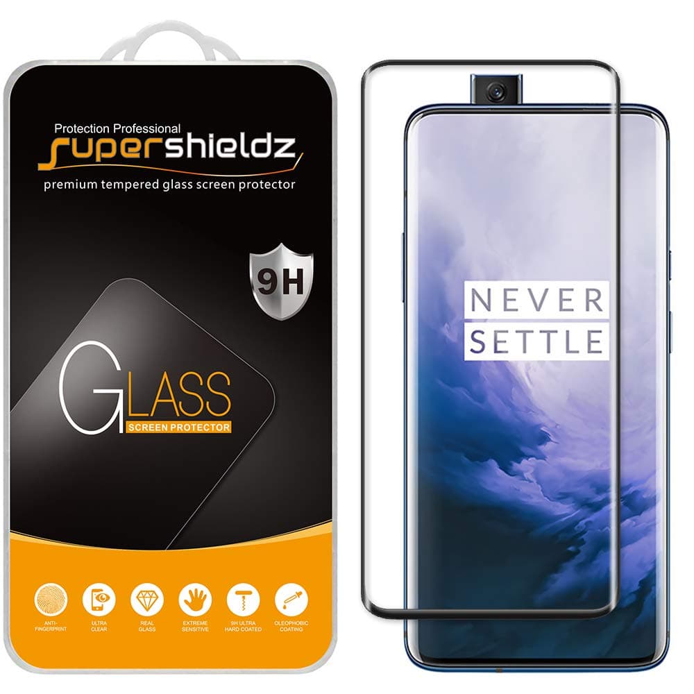 (2 Pack) Designed for OnePlus 7 Pro Tempered Glass Screen Protector, (Full Cover) (3D Curved Glass) Anti Scratch, Bubble Free (Black)