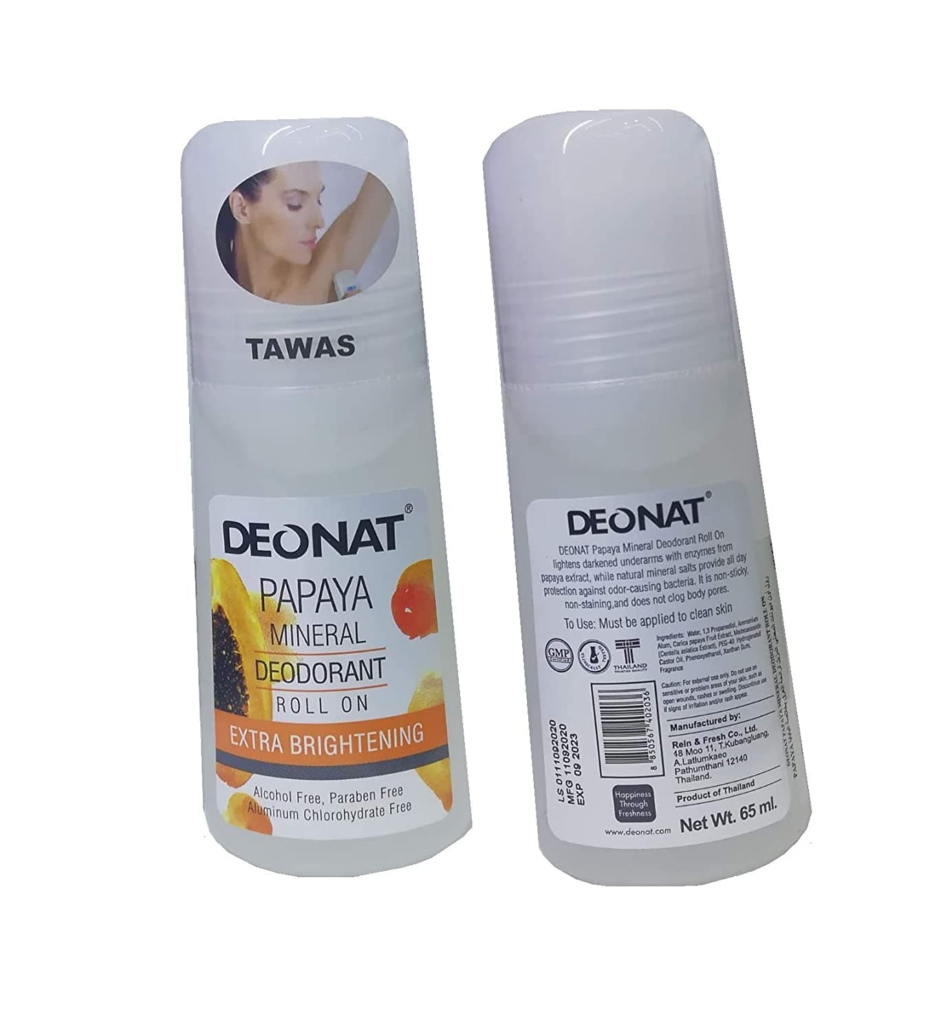 Papaya Mineral Deodorant Roll on, 65ml