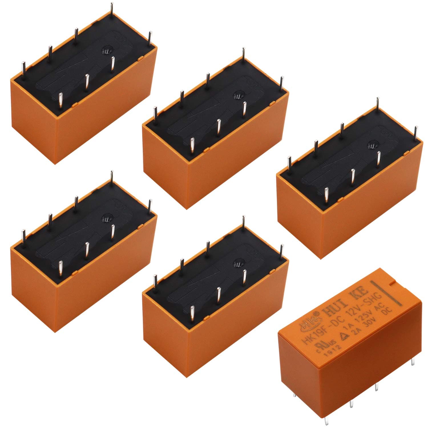 6pcs Coil DPDT PCB Power Relay DC 12V 8 Pins Mini Power Relay HK19F-8P-12V