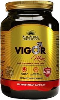 Sunshine Nutrition Vigor Max Male Performance Enhancer, 120 Capsules I With L-Arginine, L-Citrulline & Herbal Blend | Maintains Stamina, Energy, Testosterone & Cortisol Level