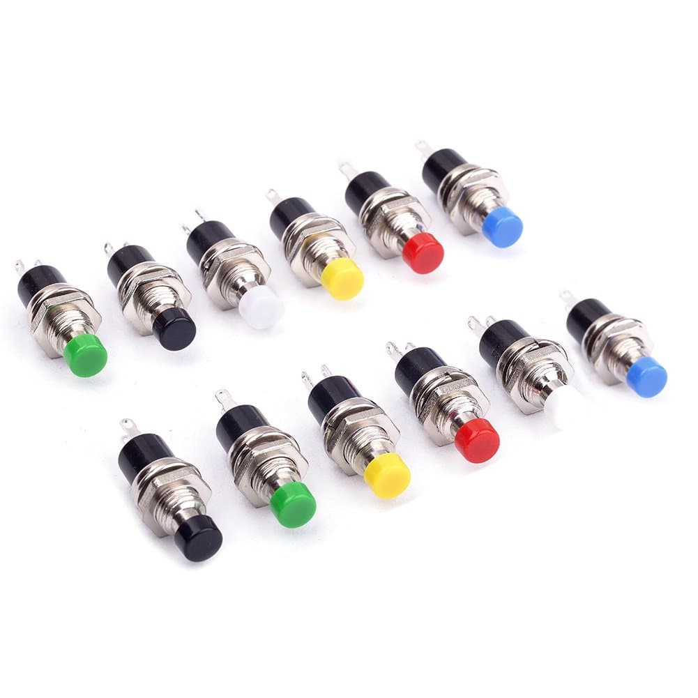 12Pcs 1A 250V AC 2 Pins SPST Momentary Mini Push Button Switch Normal Open (Pack of 12) CYT1078