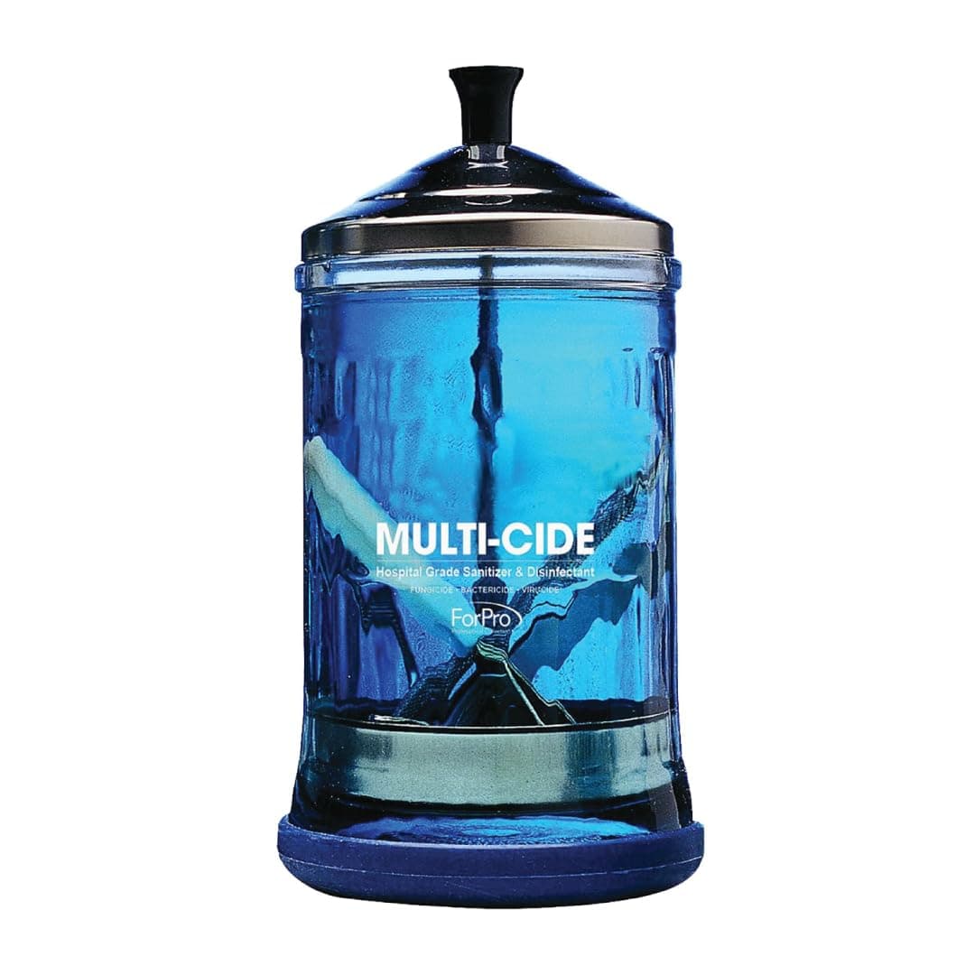 ForPro Multi-Cide Midsize Disinfecting Jar, for Manicure & Spa Implements, 21 oz, 8†H x 4.25†W