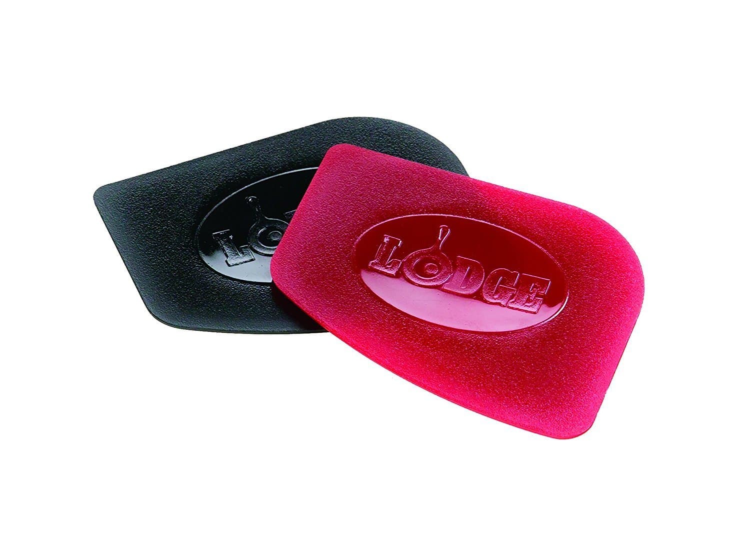 Pan Scrapers. Handheld Polycarbonate Cast Iron Pan Cleaners. (2-Pack. Red/Black)