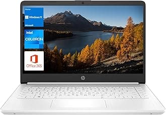 Portable Laptop, Student and Business, 14" HD Display, Intel Quad-Core N4120, 8GB DDR4 RAM, 64GB eMMC, 1 Year Office 365, Webcam, SD Card Reader, HDMI, Wi-Fi, Windows 11 Home, White, KKE Mousepad