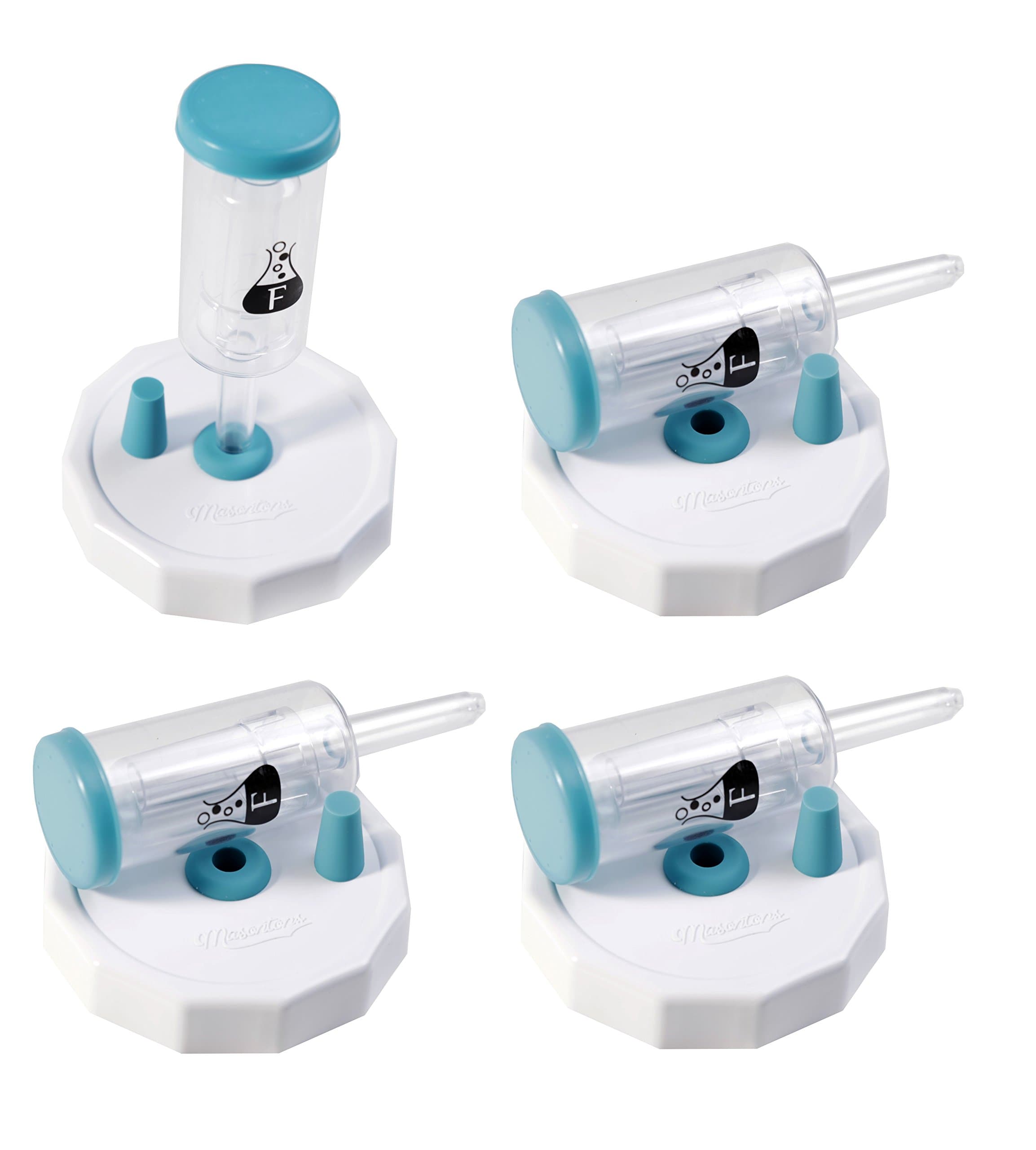 Sauer System Fermentation Airlocks – Lids, Grommets, Gaskets, Stoppers – for Wide Mouth Mason Jars – 4 Pack