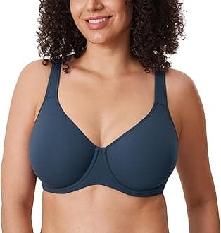 DELIMIRAWomen's Inbarely Plus Full Coverage Bra Plus Size Underwire Unlined Seamless Bras
