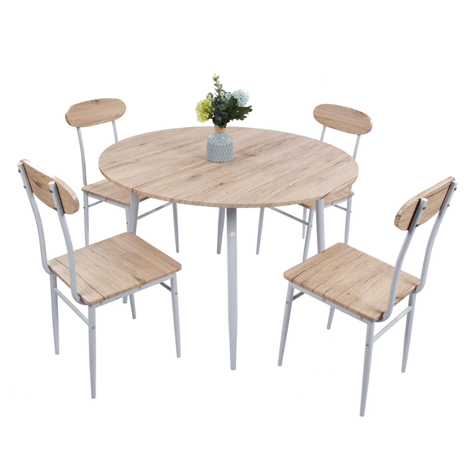 LUCKYERMORE 5 Piece Kitchen Table and Chairs for 4 Dinning Room Table Set Wood Round Table Chairs Dinette Table Set Modern Design