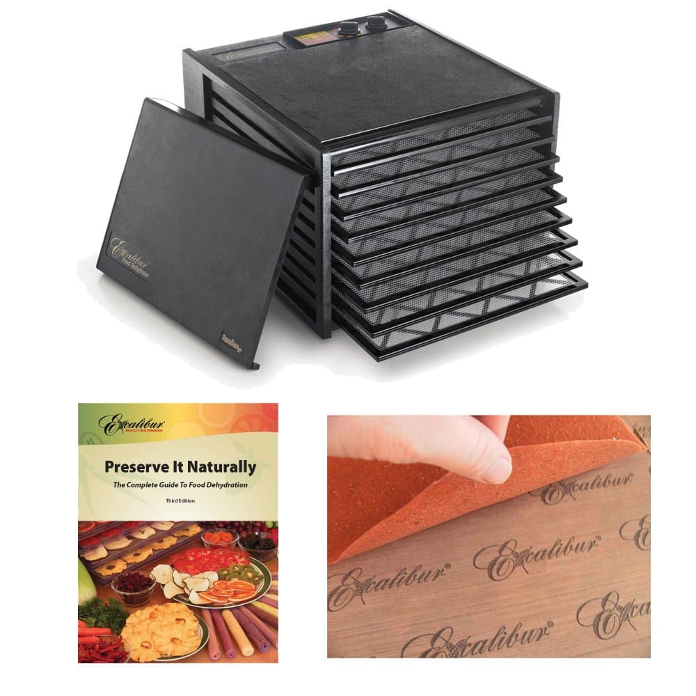 Excalibur 9 Tray Dehydrator w/ 26 Hour Timer in Black + Accessory Kit