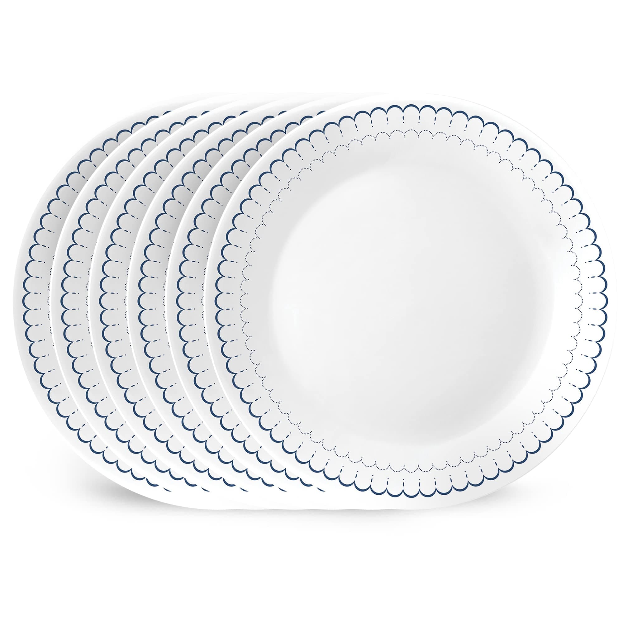 6-Piece 10.25" Dinner Round Plates, Vitrelle Triple Layer Glass, Lightweight Round Plates, Large Round Plates, Chip and Scratch Resistant, Microwave and Dishwasher Safe, Caspian