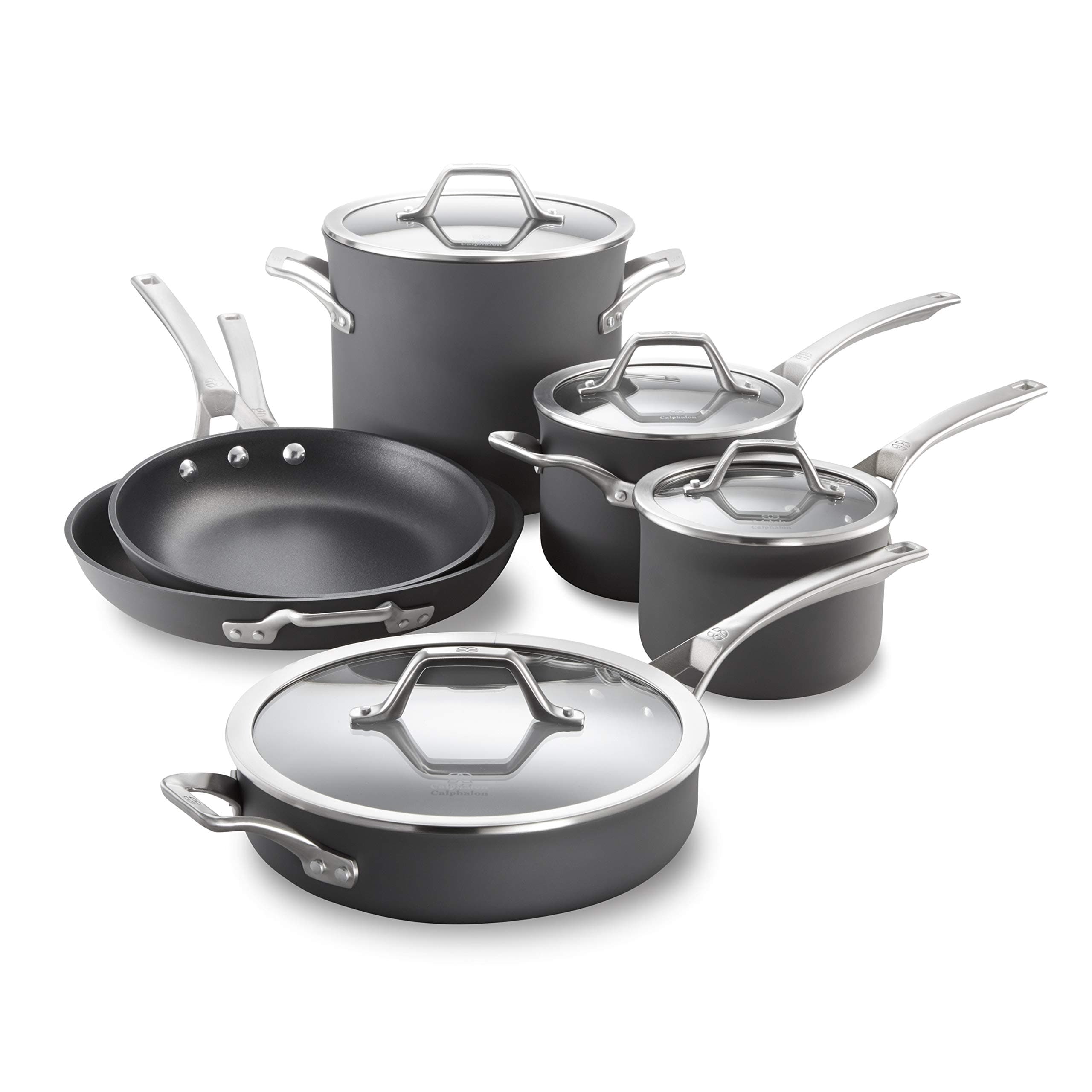 Signature Hard Anodized Nonstick Cookware Set, 10-piece, Grey