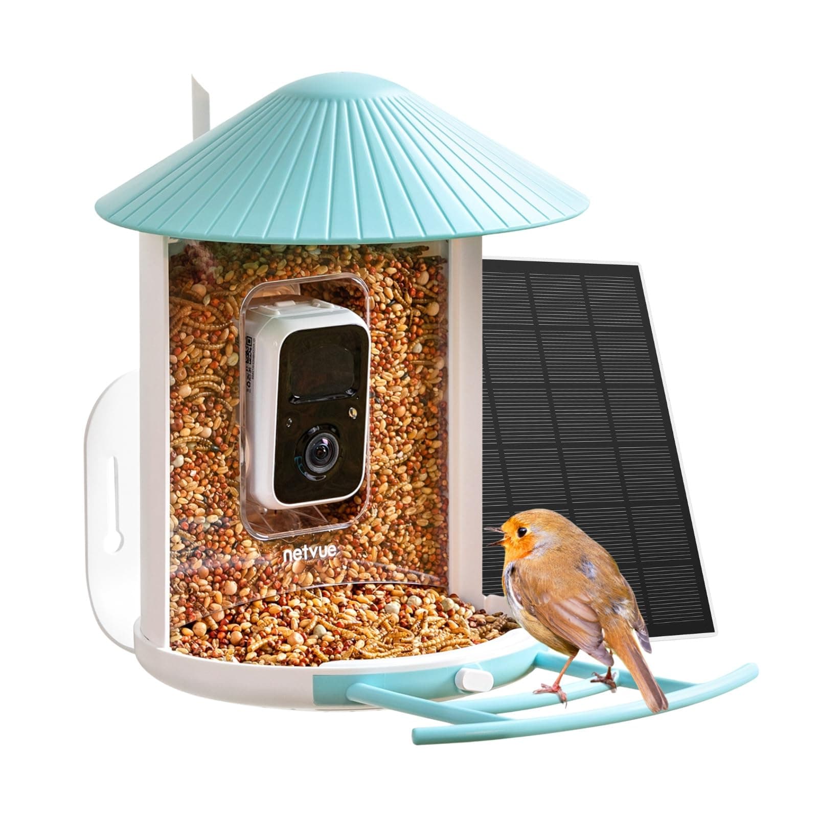Smart Feeder with Camera & Solar Panel, AI Auto Capture Each Come & Identify 6000+ Species, Cloud Store Videos & On Live