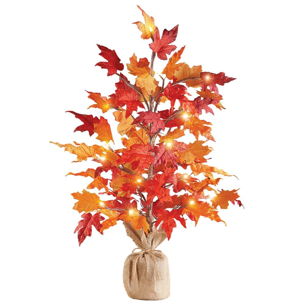 Collections Etc Colorful Fall Harvest Lighted Tabletop Tree, 29" H