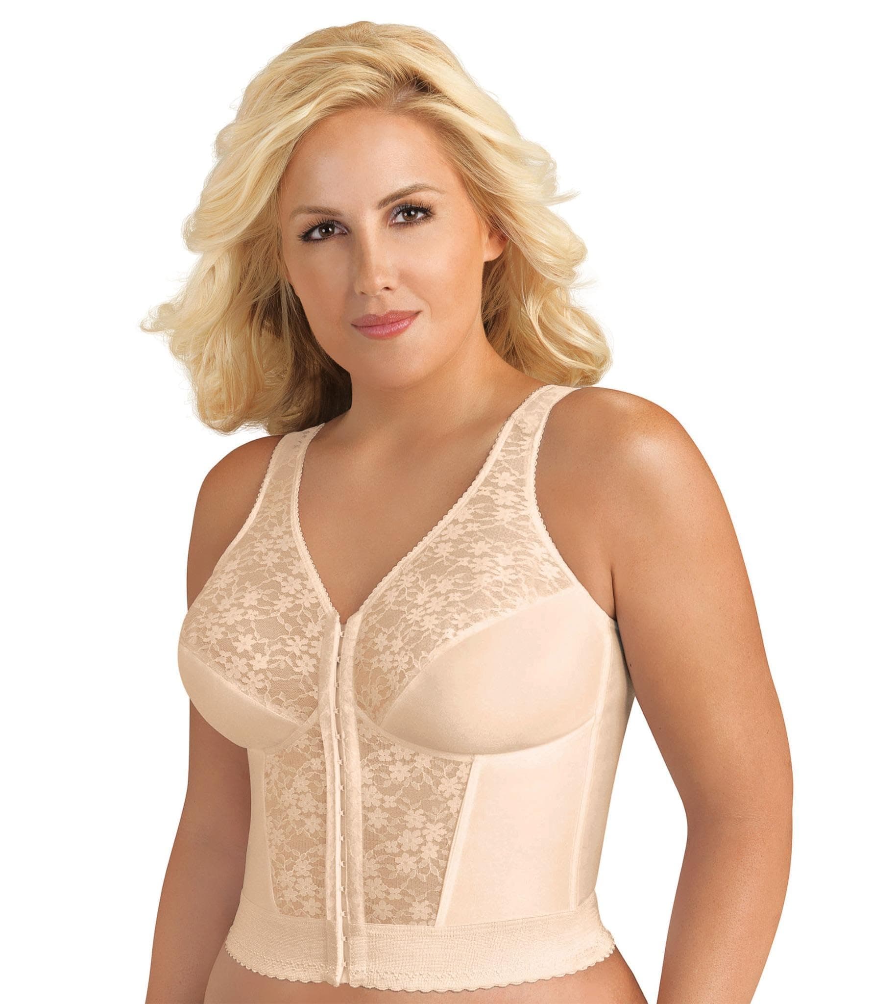 5107565 Fully Slimming Wireless Back & Posture Support Longline Bra with Front Closure & Lace