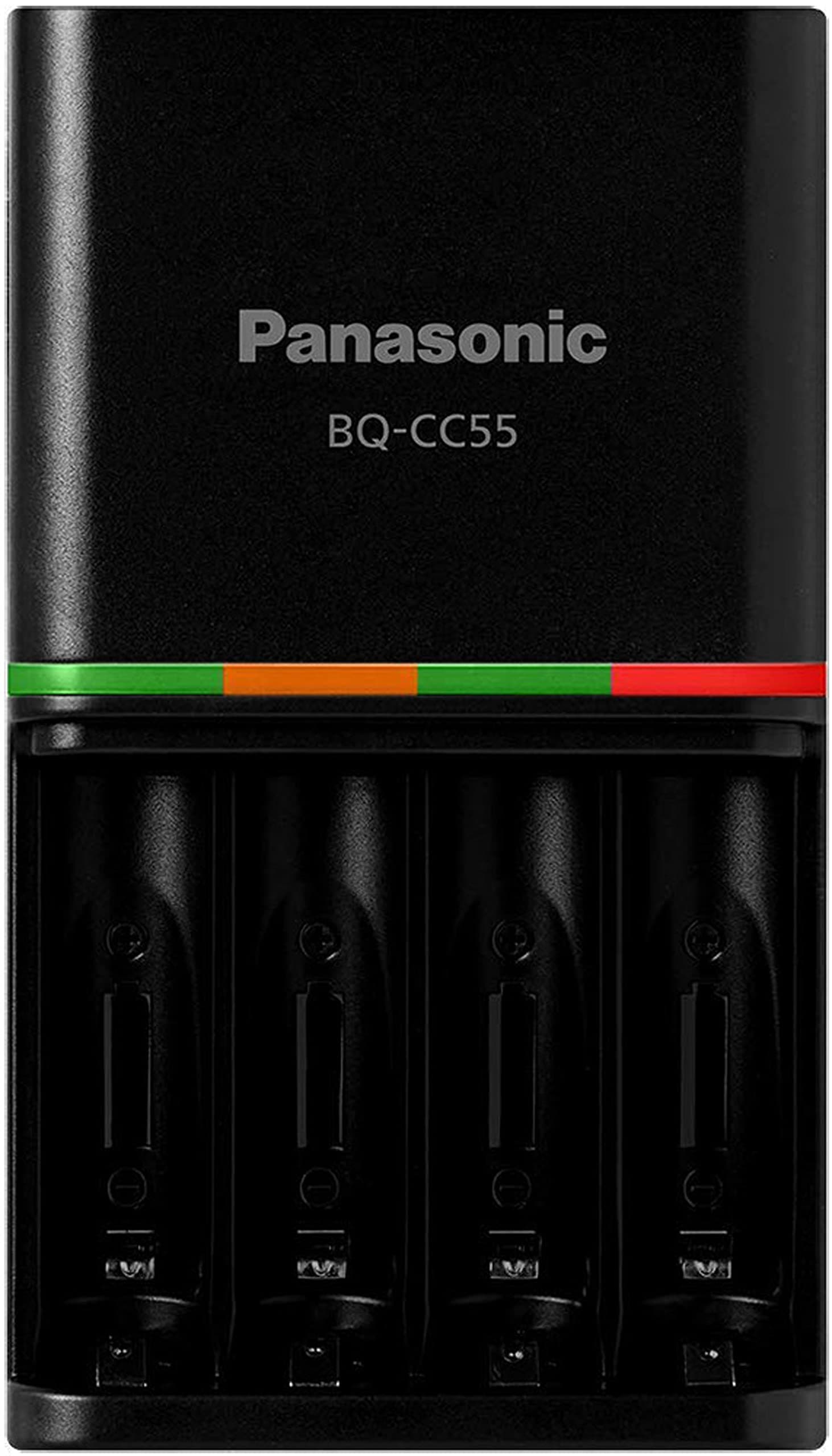 Eneloop Panasonic BQ-CC55KSBHA Advanced pro Rechargeable Battery 4 Hour Quick Charger with 4 LED Charge Indicator Lights, Black