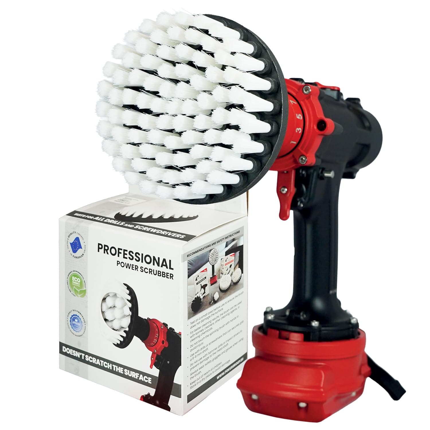 Premium Drill Brush Professional – Extra-Soft 13 cm White | Scratch-Free Cleaning Brush for Carpet, Upholstery, Leather Seats, Glass, Furniture and Car Interior