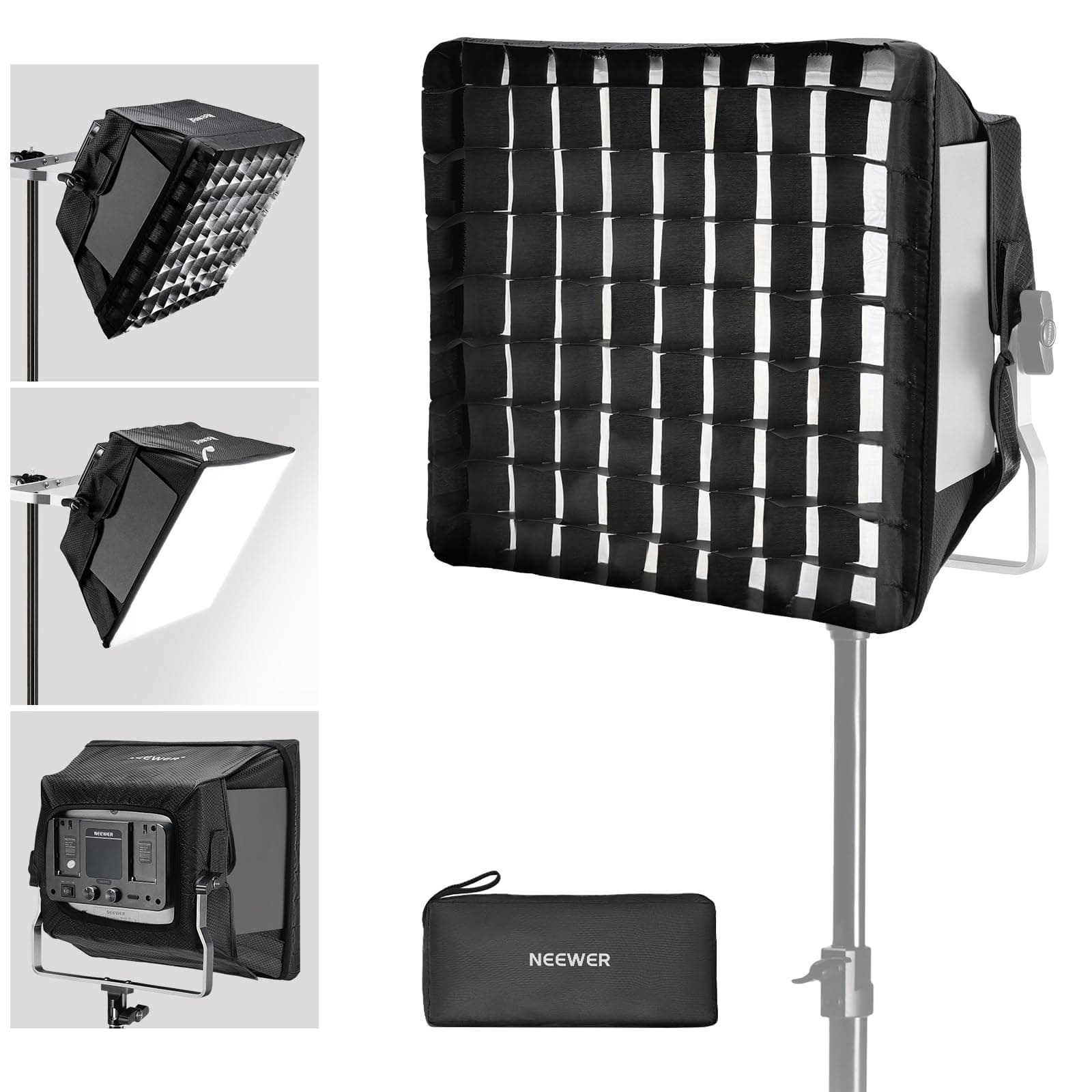 Upgraded Softbox Diffuser for NL660 RGB660 PRO II LED Video Light Panel, 12.6"x11.6" Foldable with Grid/Bag/Blackout Hood, No Need to Remove barndoors Quick Set Up for Soft Light, NS4S