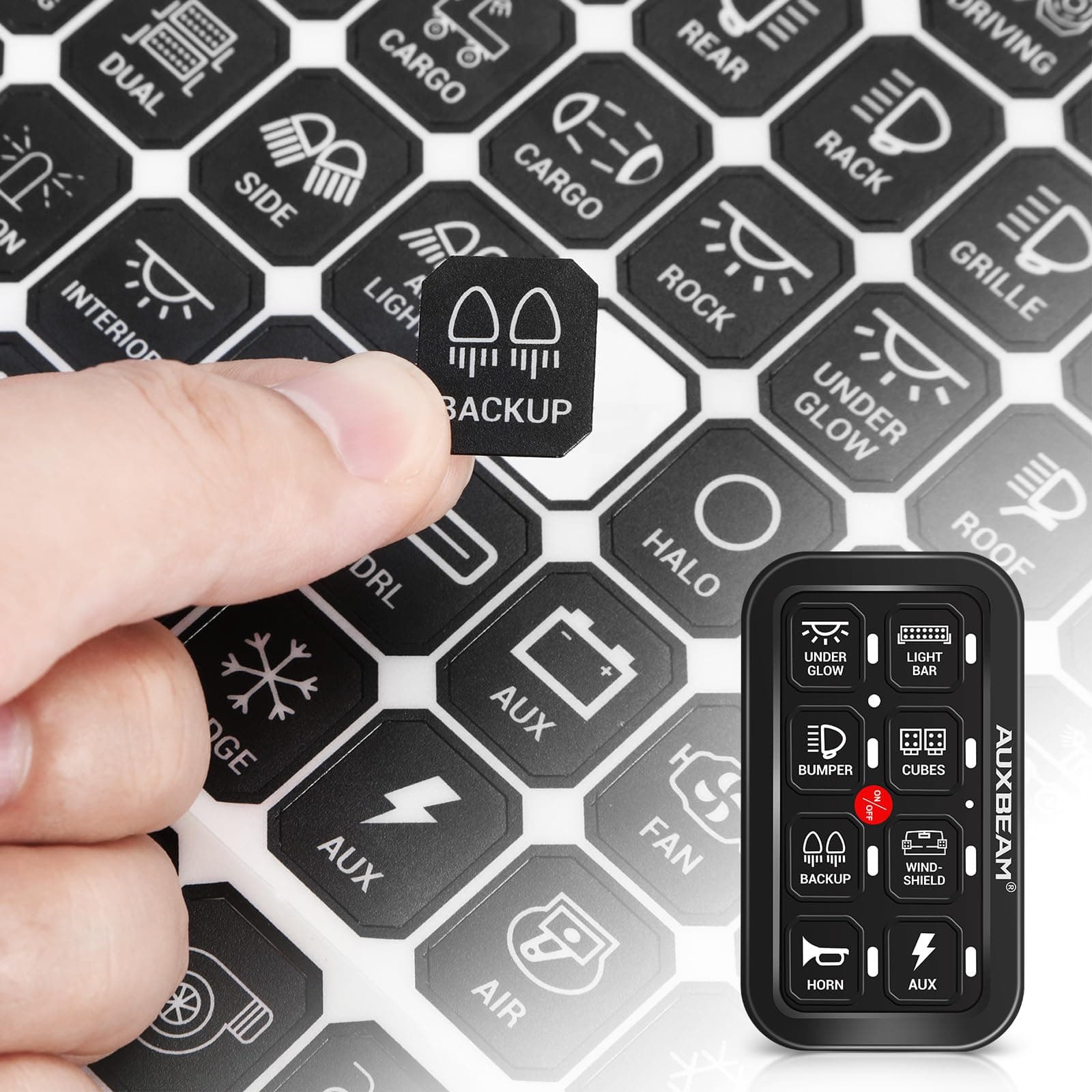 Vertical Switch Panel Sticker for 6/8 Gang Switch Panel Light Switch Labels Switch Decals for Auxbeam Switch Panel BA80 GA80 BB80 GB80 BC60 GC60 RA80 RB80 RA60 AR-800 AR-820 AC800 RC800