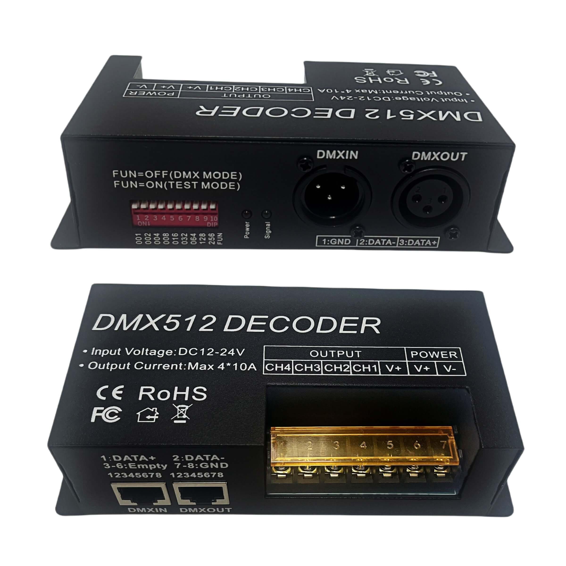 4 Channel DMX Decoder RGBW PWM DMX512 Dimmer Driver RGBW LED Strip Light DMX Controller Input 12V-24V DC