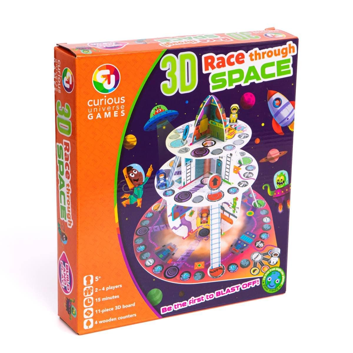 Curious Universe Games | 3D Race Through Space Board Game | 2 to 4 Players | Ages 5 Years and Above