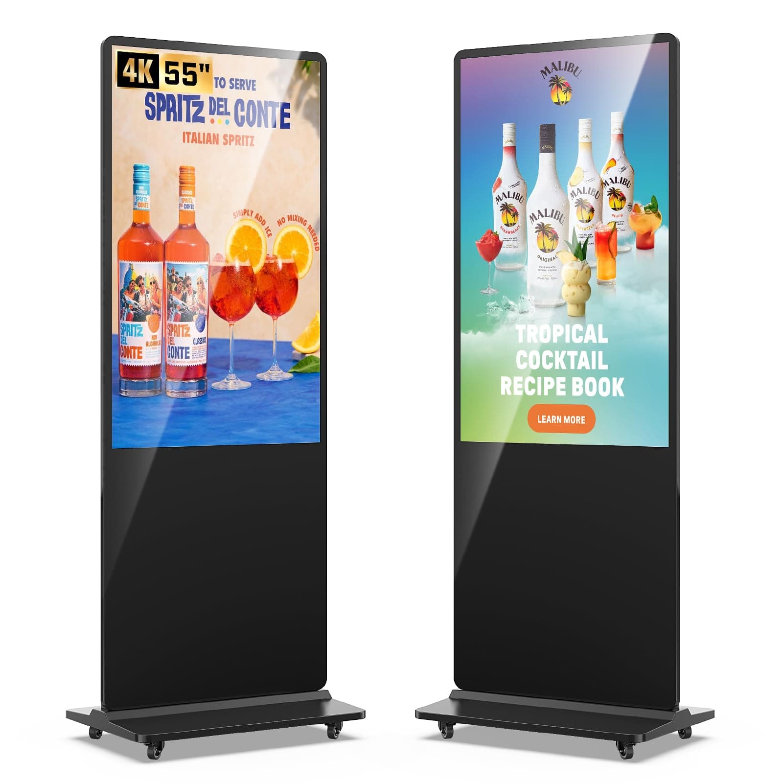 55 Inch Digital Display Screen, 4K UHD Touch Screen Kiosk with Auto Media Player, LCD Digital Signage Display Totem, Interactive Floor Standing Signage for Advertising & Retail Store