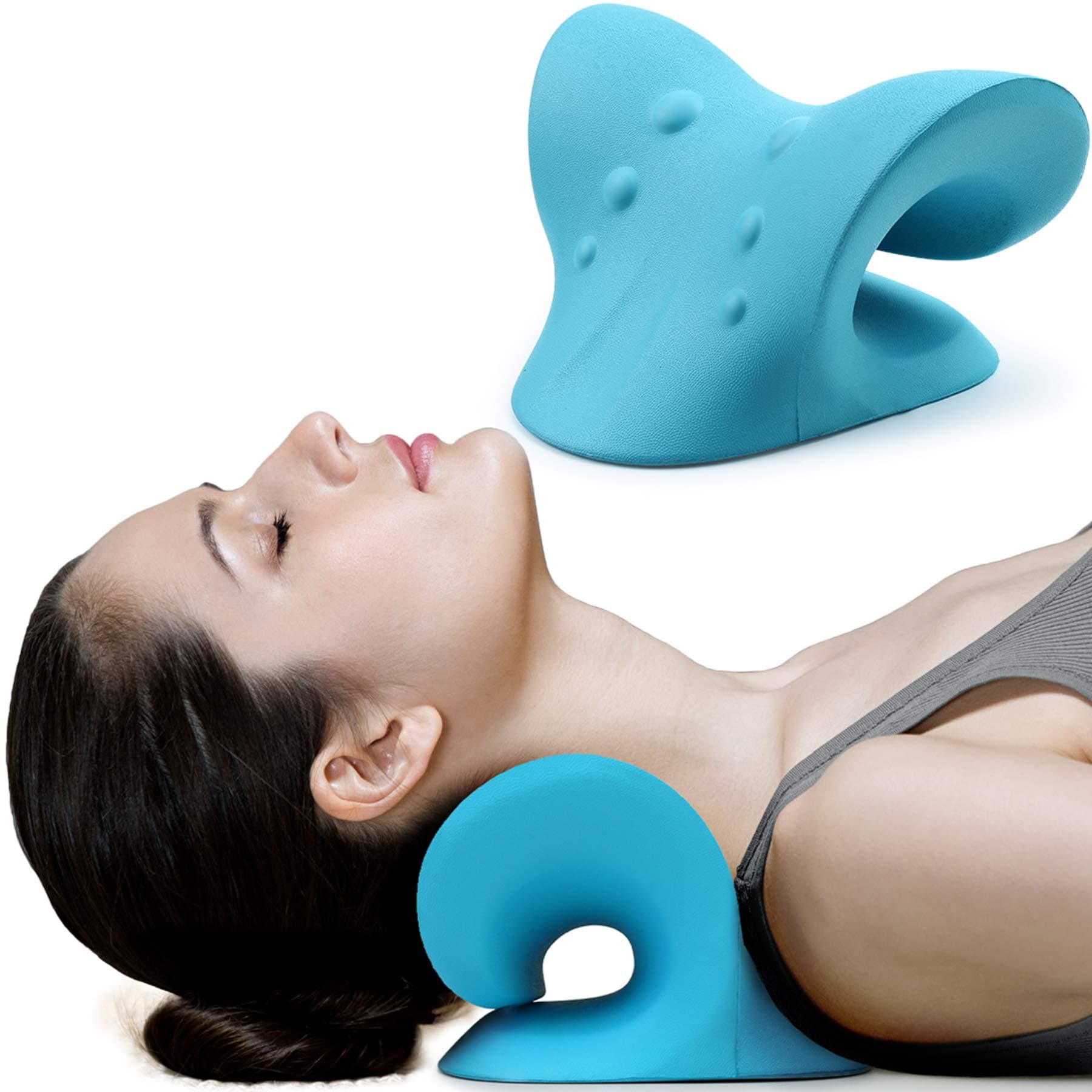 RESTCLOUD (C-Shape 8.6 x 18cm x 13cm) - Neck and Shoulder Relaxer, Cervical Traction Device for TMJ Pain Relief and Cervical Spine Alignment, Chiropractic Pillow