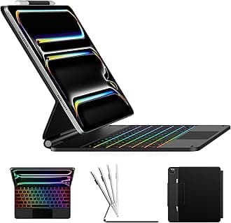 Edge Keyboard Case for iPad Pro 13-inch (M5 2025/M4 2024) – Magic with Multi-Touch Trackpad, 11 Colors Backlight, Pencil Holder, Slim & Lightweight - Black