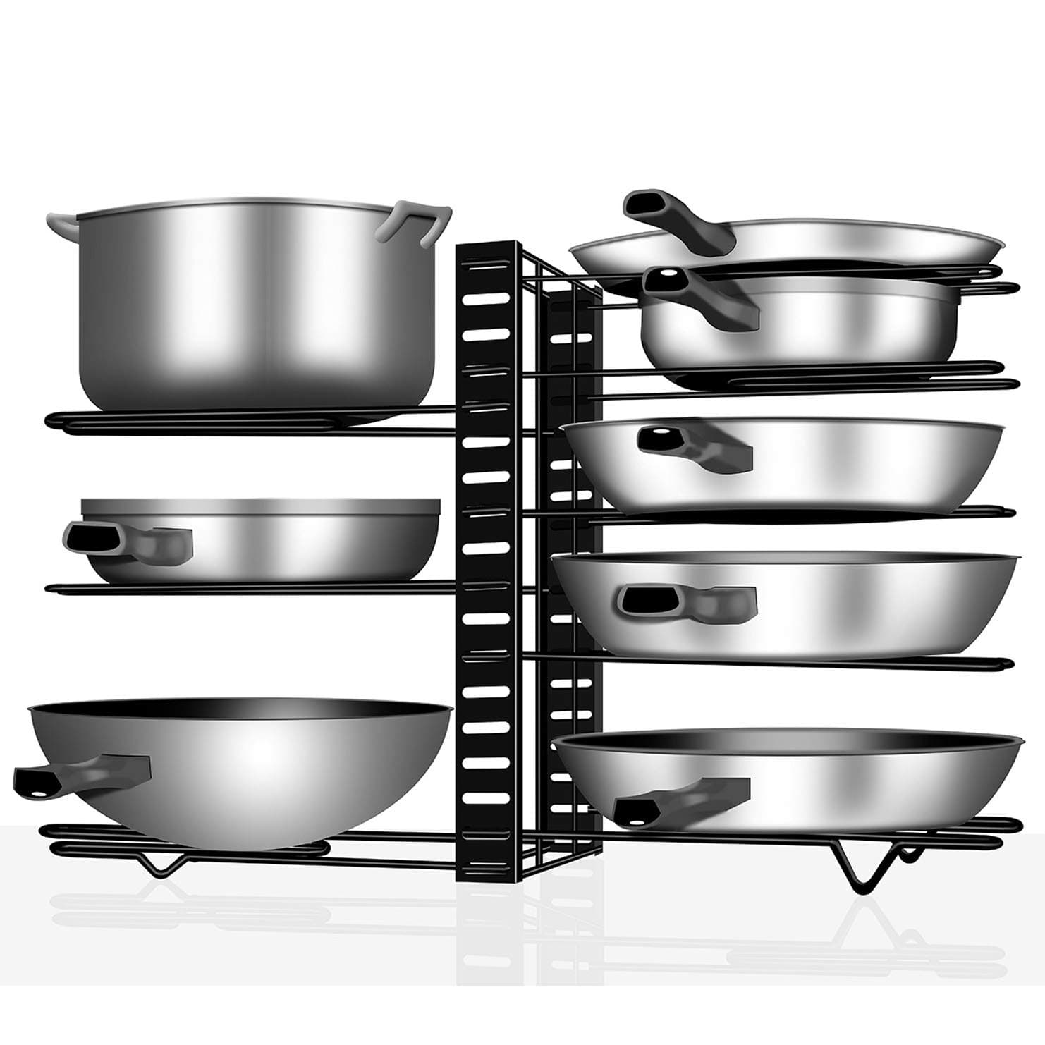 Pot Rack Organizer 3 DIY Methods Pot Lid Holder Height and Position Adjustable Pots and Pans Organizer for Kitchen Cabinets